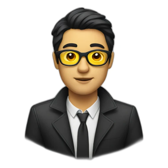 Man with yellow tinted glasses and black hair  sticker