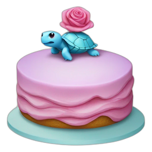 Un gâteau tortue bleu et rose sticker