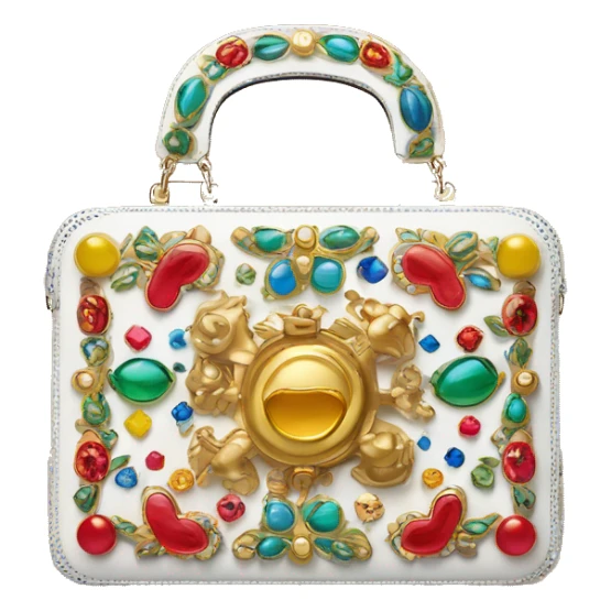 Dolce and Gabbana box bag with colourful ornament and golden detais  sticker