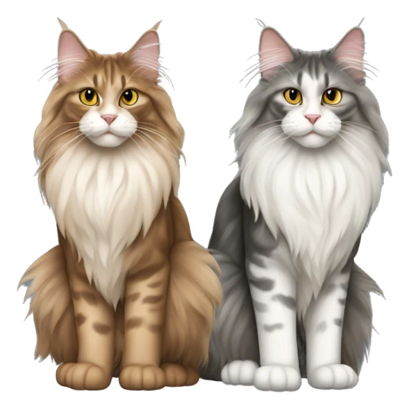 Two Maine coons of different colours and sizes full body sticker