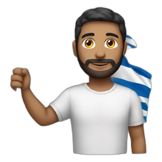 A man holding an Israeli flag sticker