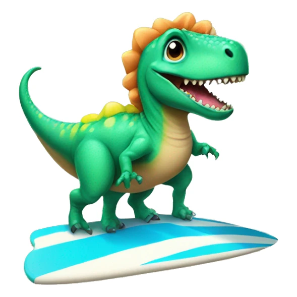 Dino on a surf board with a tutu sticker