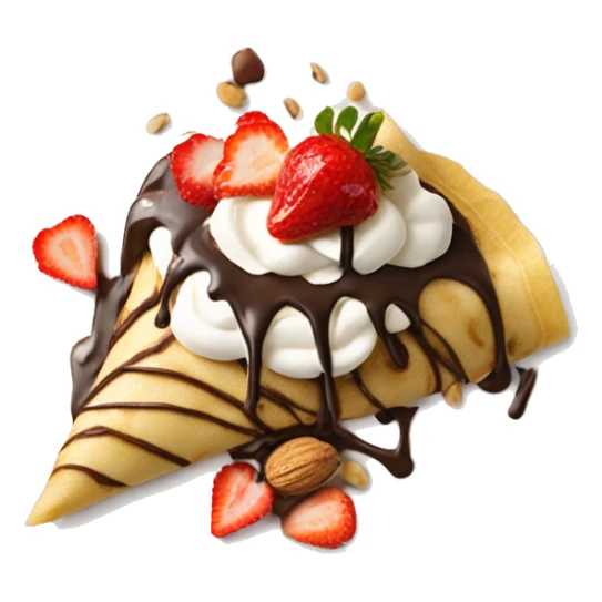 Crêpe with strawberries chocolate banana and nuts with chocolate drizzle on the top and whipped cream  sticker