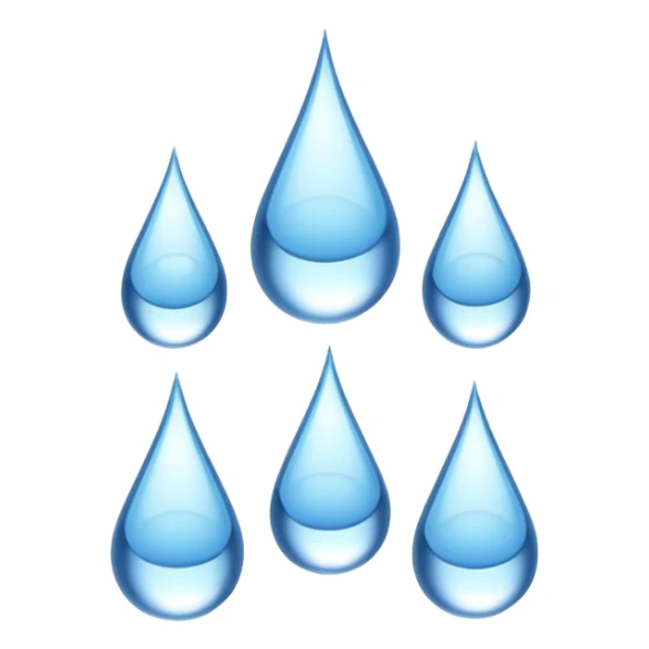 3 water droplets stack on top of each other vertically with two water droplets on the sides; 5 droplets total sticker