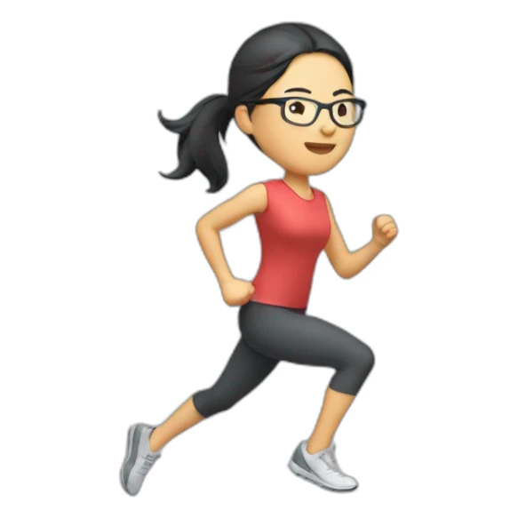 🏃：a-chinese-woman-running-glasses sticker