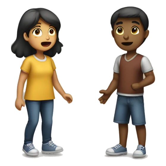 demostrate a situation wherea girl and boy physically near to one another but they have separation in conversation sticker
