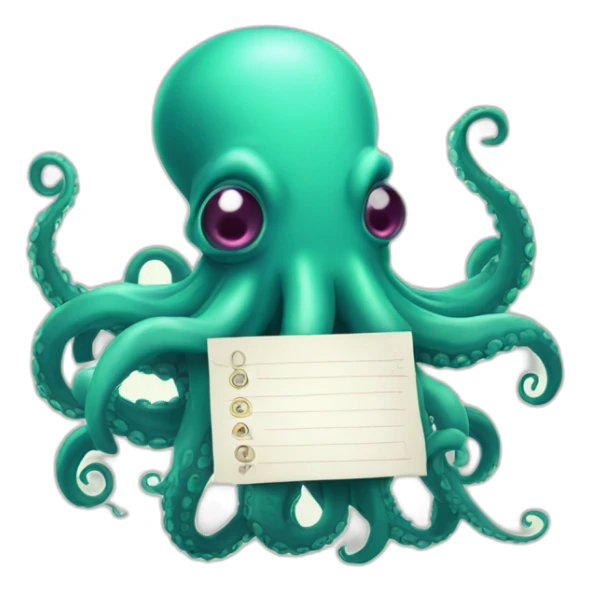 Cute kraken Holding a Sign in his tentacles sticker