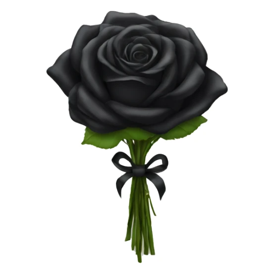 bouquet of black roses wrapped with a ribbon sticker