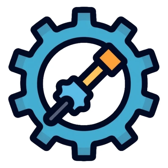 Robotics engineering logo with gear and robot arm, for Pioneers in Engineering club sticker