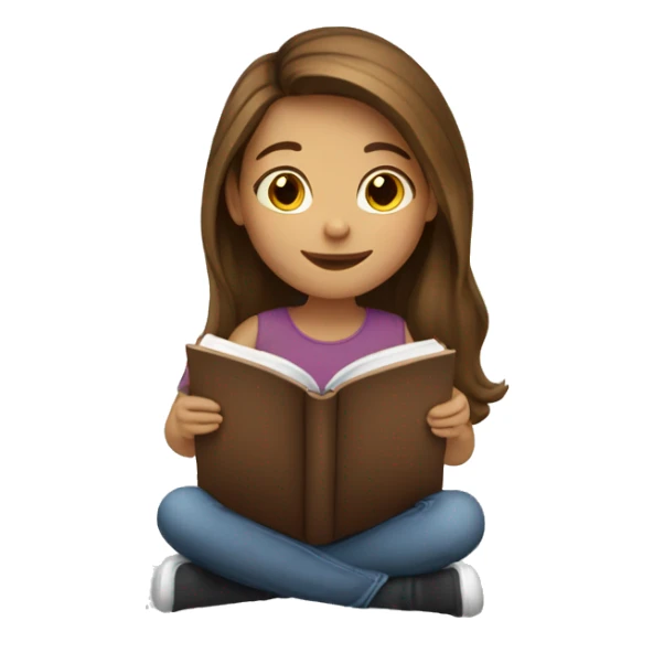 brown-medium-hair-girl-reading-a-book-smile sticker