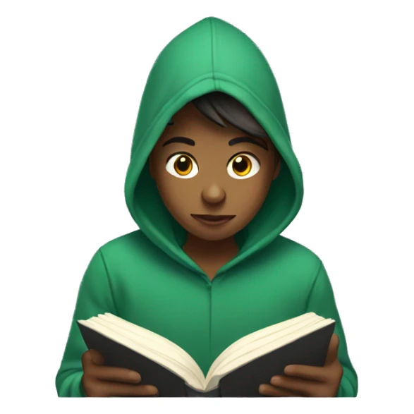 teenager in hoodie reading a book sticker