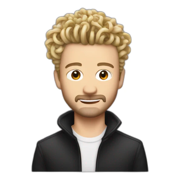 justin timberlake with noodle hair sticker