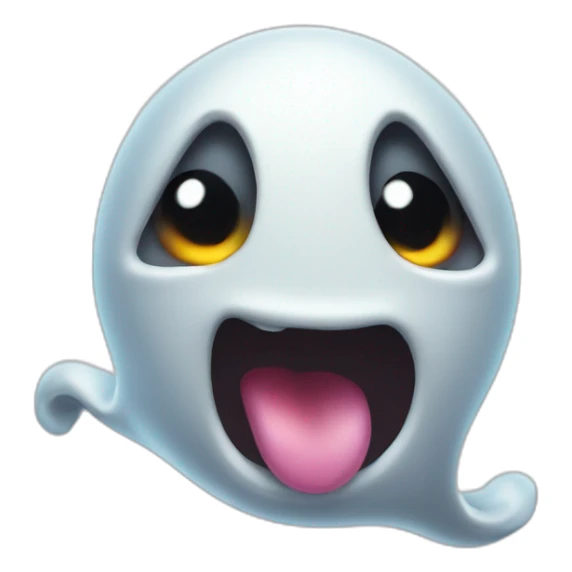 a funny little ghost who sticks out his tongue sticker