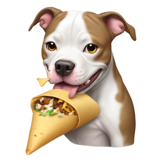 Pit bull dog eating burrito  sticker