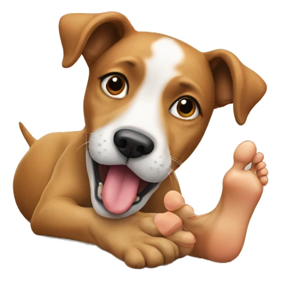 Dog licking feet sticker