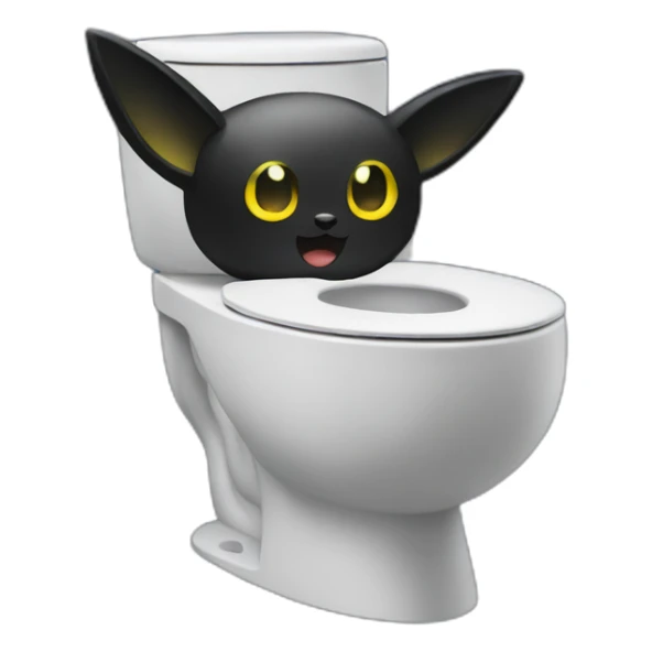 toilet with umbreon head atop sticker