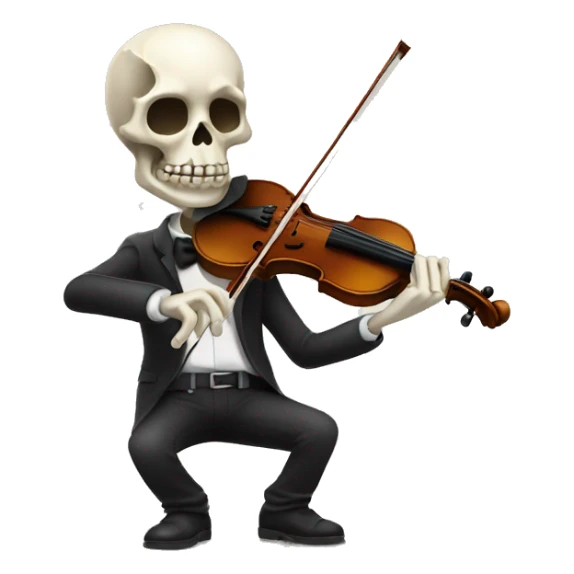 Skull Emoji playing the Violin sticker