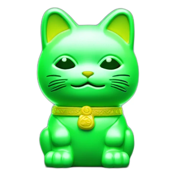 maneki neko 3d in the form of green neon sign sticker