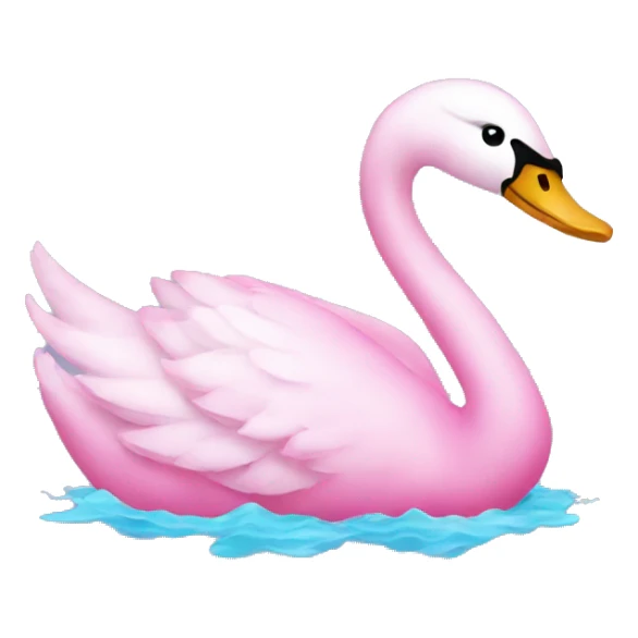 Pink swan swimming with bow  sticker