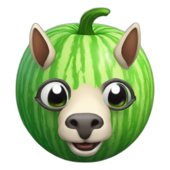 3d sphere with a cartoon unequaled melon Llama skin texture with confident eyes sticker