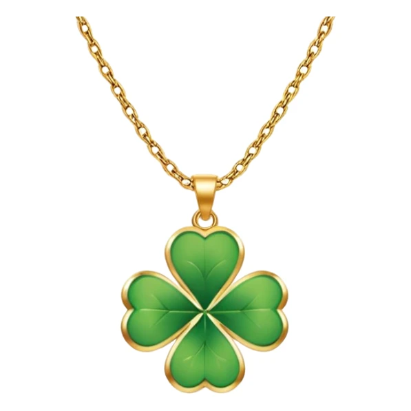 Lucky clover charm necklace – green four-leaf clover.
 sticker
