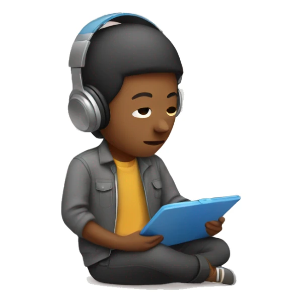 person listening to music with pad sticker