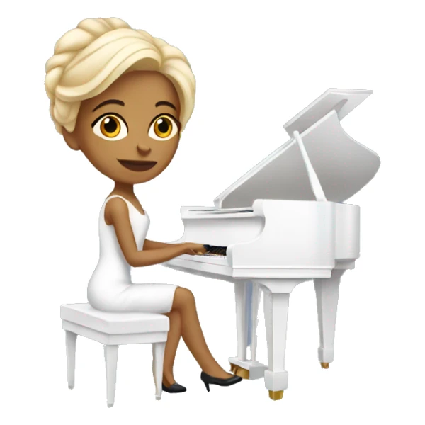 white lazy in a classy dress playing the grand piano sticker