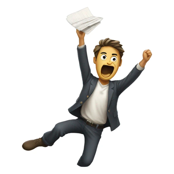 person throwing papers into the air angrily, transparent background sticker