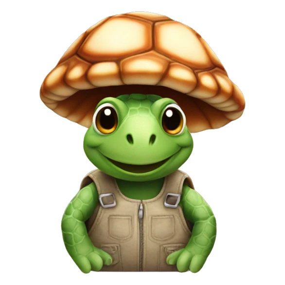 turtle wearing overalls and mushroom hat sticker