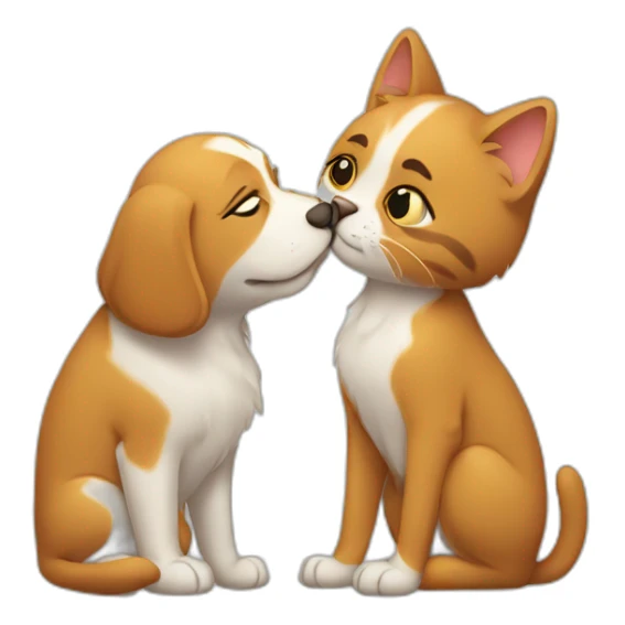 A cat kissing a dog sticker