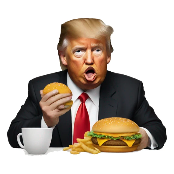 Donald trump eating McDonalds with Jesus sticker