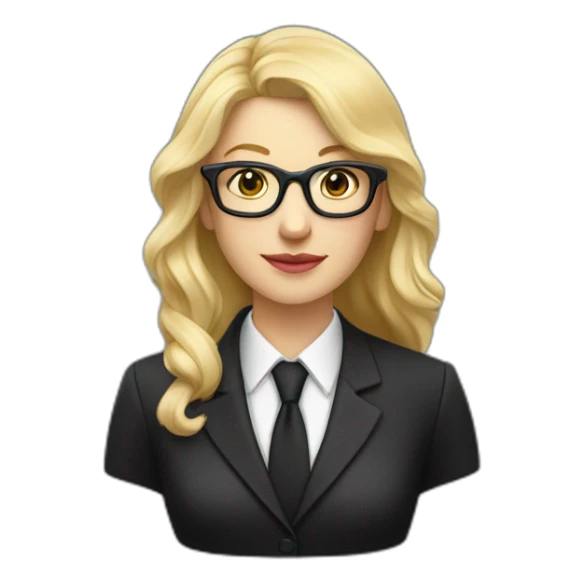 Professeur blonde en tailleur noir et lunettes sticker