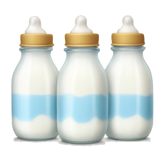 3 baby bottles with milk sticker