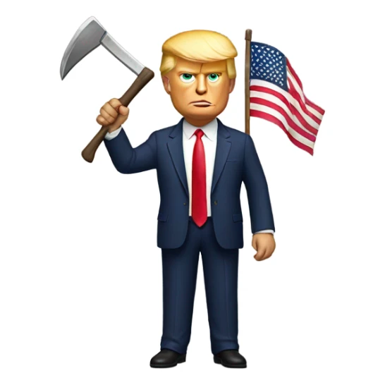 Donald trump holding American flag and an axe sticker