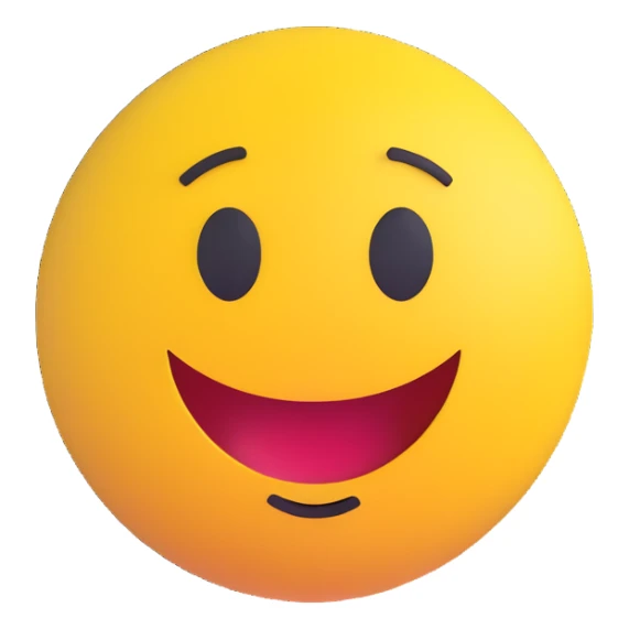 3D smiley emoji, round shape, yellow color, with text 'kamu', suspicious face sticker