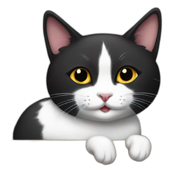 Black and white cat in a wooden tray sticker