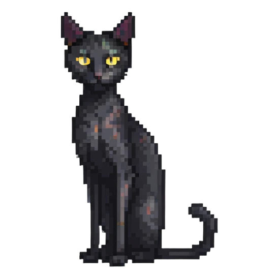 skinny black cat with yellow eyes sticker