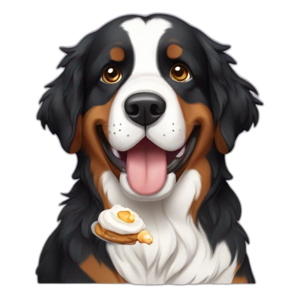 Bernese mountain dog eating meringue sticker
