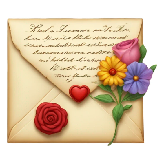 Love letter with flowers and kiss  sticker