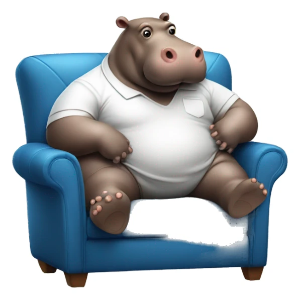 fat hippo as soccer player lying on the sofa sticker
