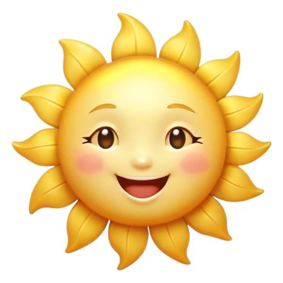 Cinematic tiny happy sun, golden and round, chubby with a warm smile, gentle rays beaming softly, radiating warmth and happiness, irresistibly cute. sticker