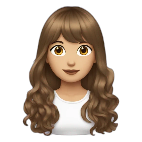 Brown long hair with curtain bangs ,white girl  sticker