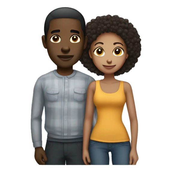 a black man with a lighskin woman sticker
