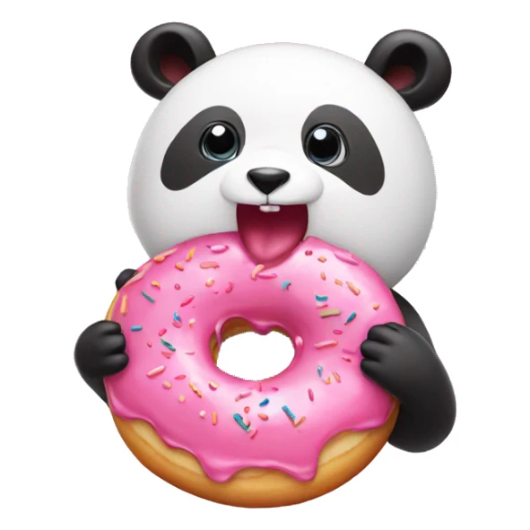 pink panda eating pink donut with sprinkles  sticker
