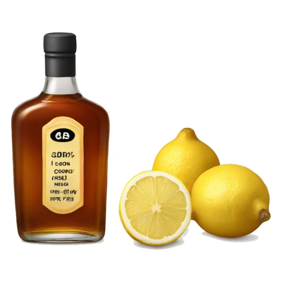 Bourbon bottle with ginger, Lemon and Honey sticker