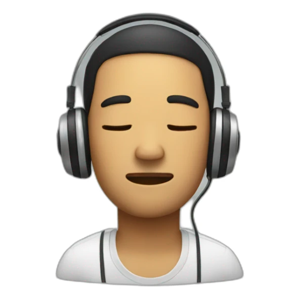 man in headphones closed his eyes sticker