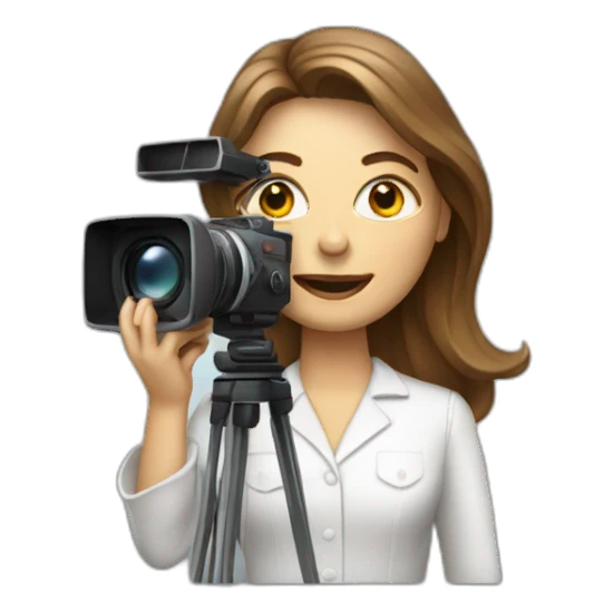 White film director woman holding a cinema camera sticker