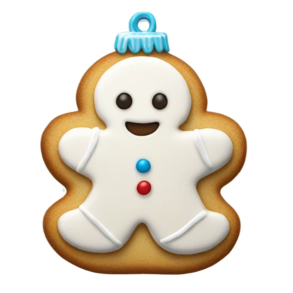 white frosted gingerbread cookie shaped like a christmas ornament sticker