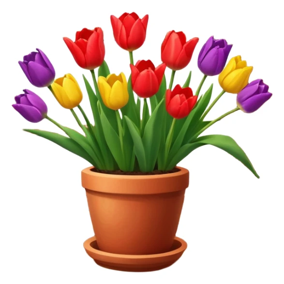 Clay pot with tulips on windowsill sticker