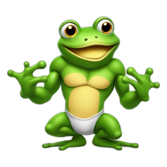 Very Muscular fitness frog doing chemistry sticker